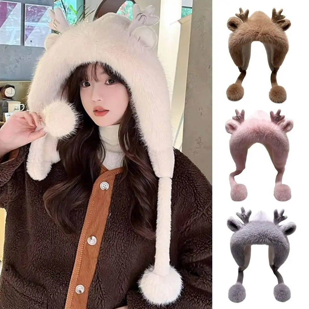 New Velvet Warm Winter Hat Kawaii Cute Plush Cap Thickened Bomber Hat for Women