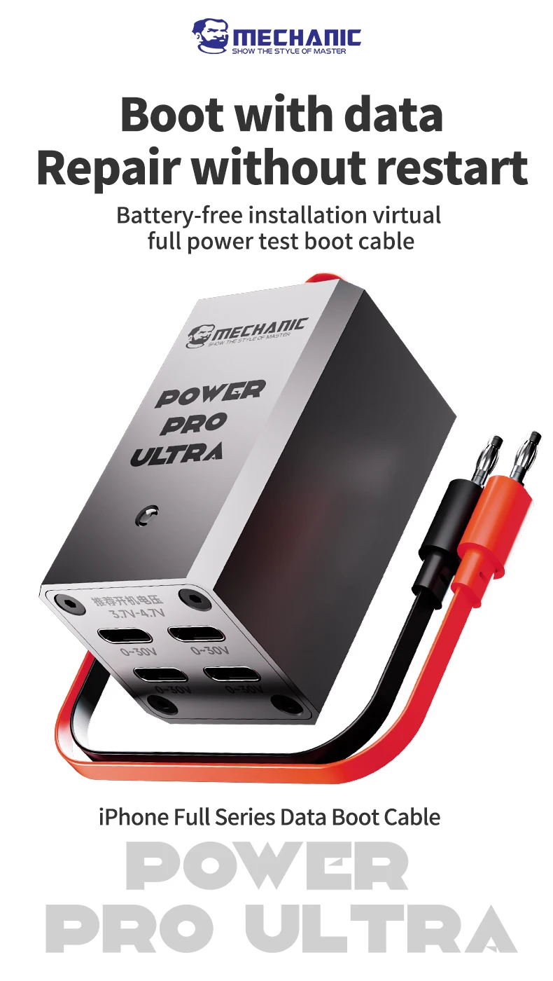 【MECHANIC】 Power Pro Ultra Power Supply Test Cable Type-C Input with 11 FPC Flex One-key Start Boot Line for iPhone 6-15 Pro Max