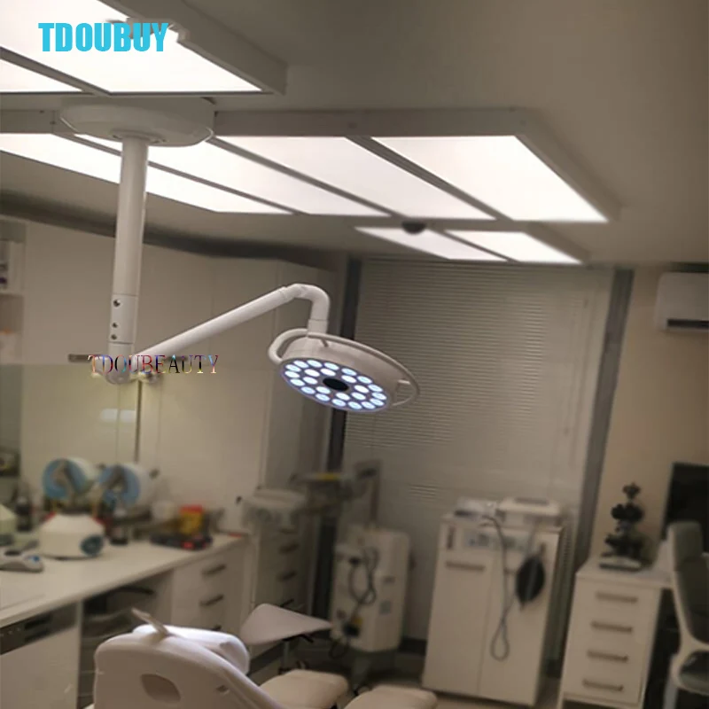 TDOUBUY 72W LED Shadowless Surgical Exam Light Ceiling Mount 24 Bulbs for Pet Surgery Dental Use 90V-240V Super Bright
