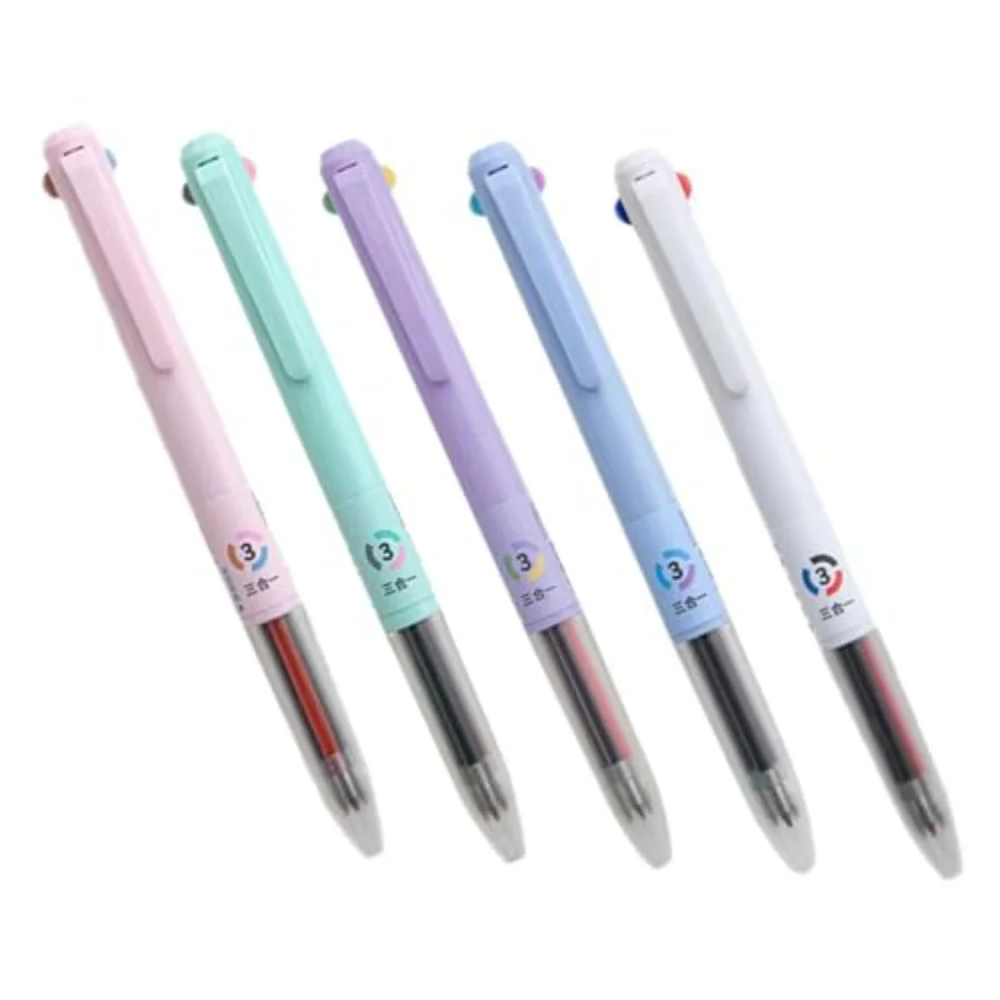 

Multi-Color Ballpoint Pens 5-Pack Press Type Fine Point Drawing and Writing Pens for Teenagers Students School Office Use