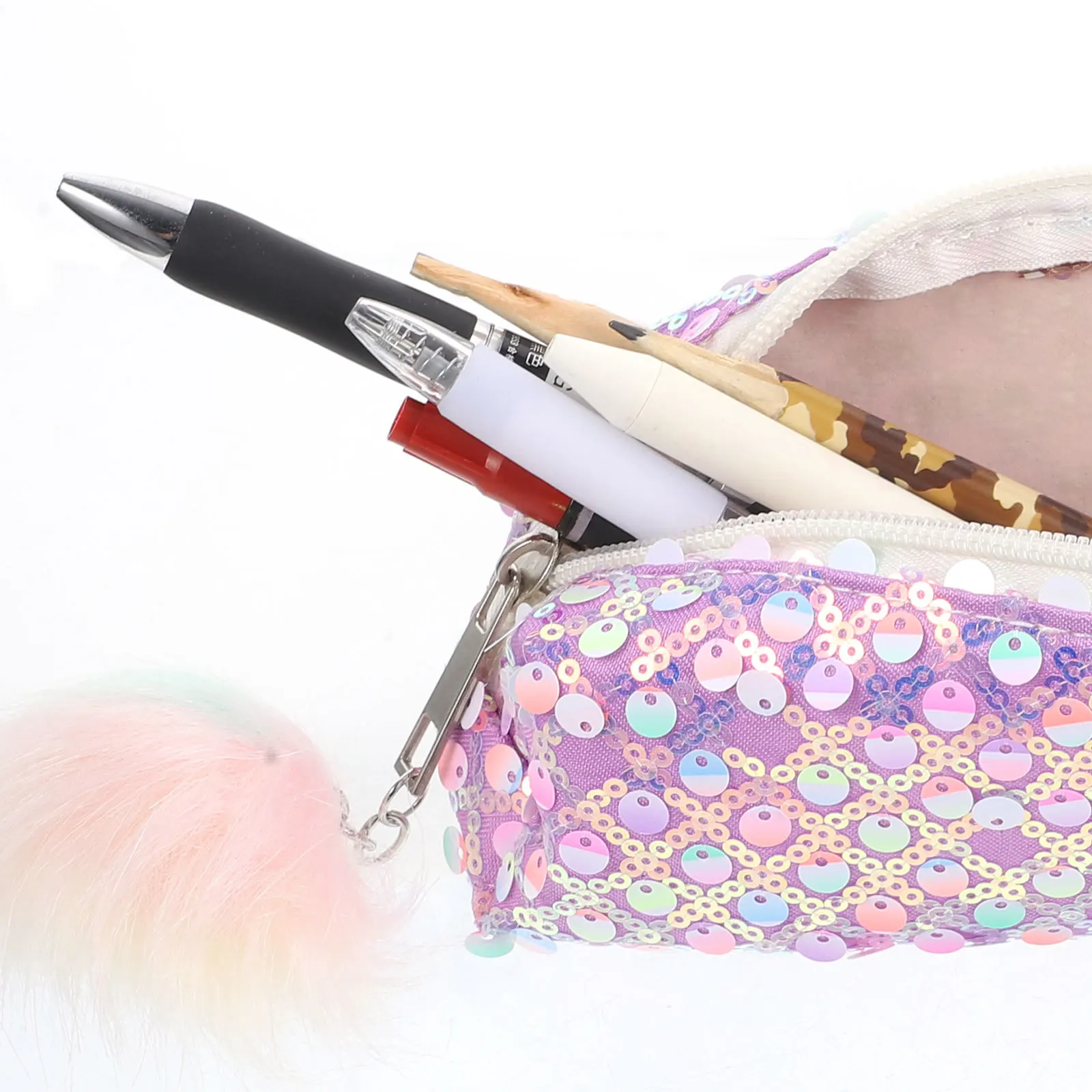 

Sparkle Pencil Bag for Students Waterproof Washable Material Compact Lightweight Stationery Organizer for School Travel Daily