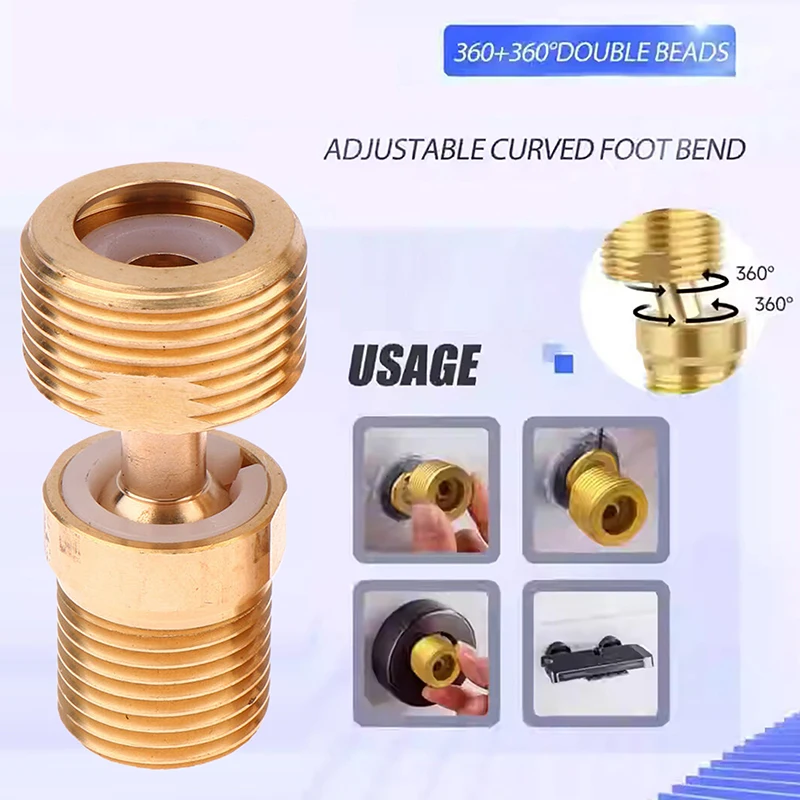 Válvula adaptadora de ângulo ajustável, 1/2 unidades, com flexibilidade de 360 graus, construção de cobre, ajuste universal para acessórios de encanamento