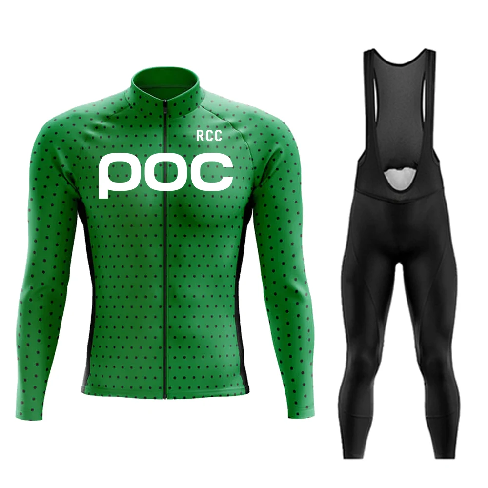 2024 POC Road Cycling Suit Men\'s Long Sleeve Sports Shirt Set Maillot Ciclismo Road Cycling Quick Drying