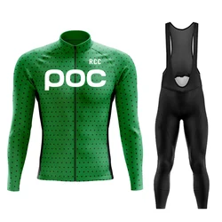 2024 POC Road Cycling Suit Men's Long Sleeve Sports Shirt Set Maillot Ciclismo Road Cycling Quick Drying