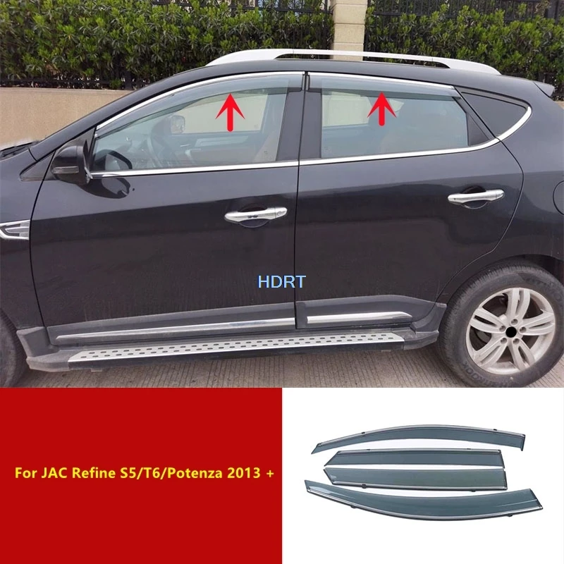 Car Styling Side Window Visor Wind Deflector Fit For JAC Refine S5/T6/Potenza 2013 + Sun Rain Shelter Shade Weather Shield Cover