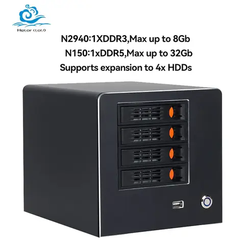 Inter N100/Celeron N2940 NAS Mini PC DDR3/DDR5 RAM SSD/ M.2 NVME Support Linux Router 4xHDDs Computer with 5xUSB Win10Pro Ready