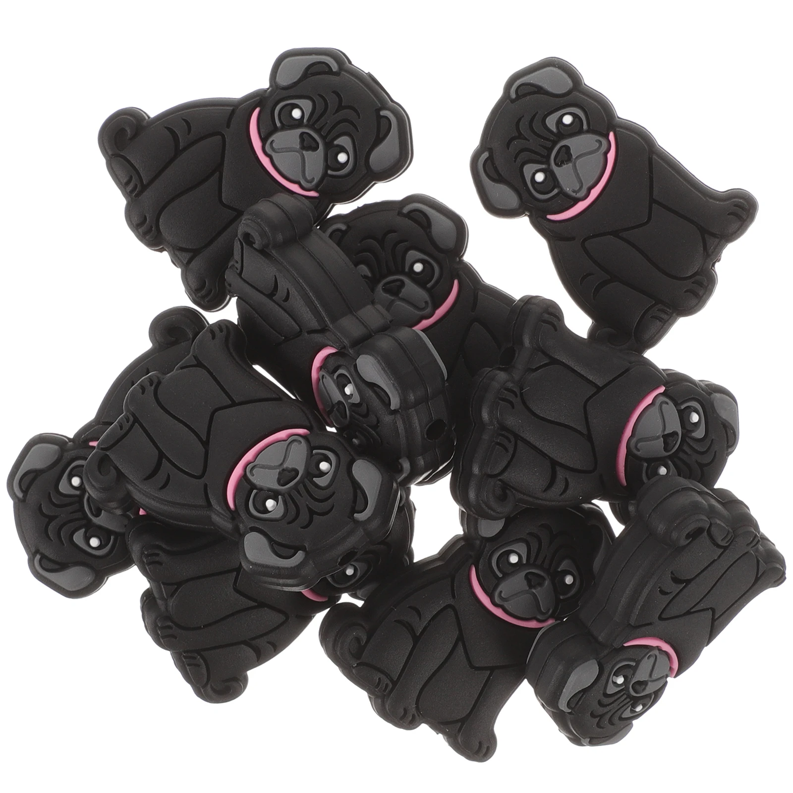 

10Pcs Dog Silicone Beads Diy Jewelry Making Components For Baby Teething Accessories Attractive Animal Design Craft Supplies