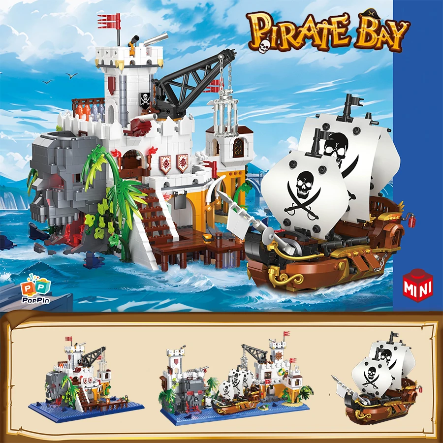 

Creative Pirate Bay Adventure Pirate Ship Model MOC Mini Building Blocks Puzzle Assembly Brick Decoration Toy For Children Gifts