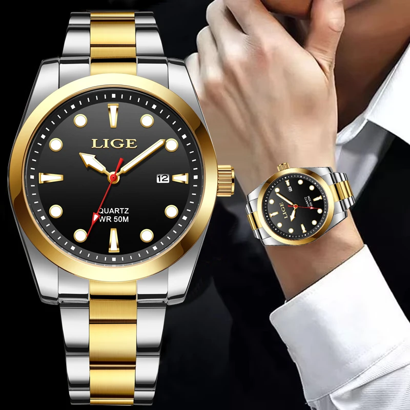 LIGE Business Waterproof Watch Men Fashion Military Sports Men's Quartz Wristwatches Top Brand Luxury Chronograph Montre Homme