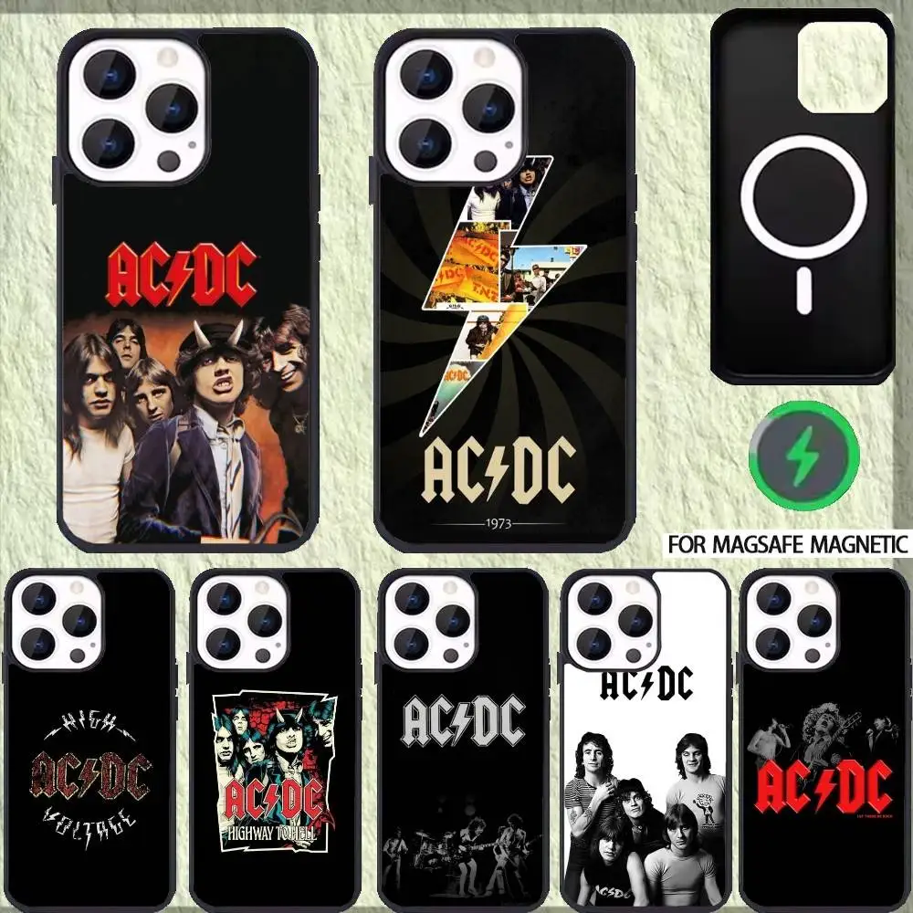 

A- AcDc Rock Band Phone Case For iPhone 17,16,15,14,13,12,Plus,Pro,Max For Magsafe Magnetic Wireless Charge
