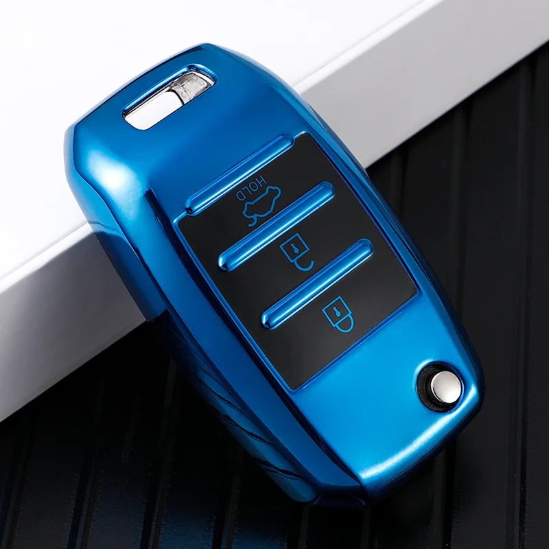 For Kia Rio QL Sportage Ceed Cerato Sorento K2 K3 K4 K5 TPU Car Folding Key Case Cover Bag Holder Keychain Key Protector