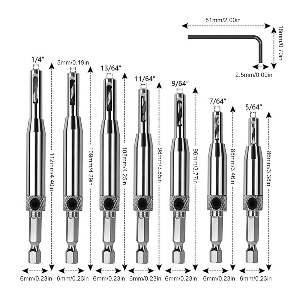 HSS Self Centering Hinge Drill Bit Door Window Cabinet Woodworking Hole Puncher Wood Reaming Tool Countersink Drill Bits Set