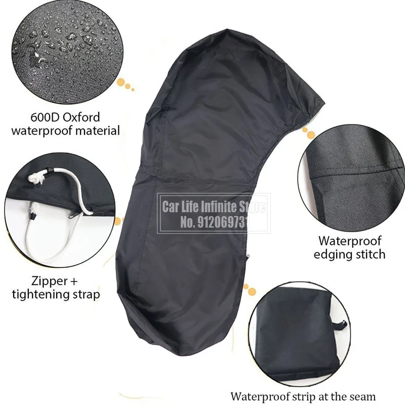 600D 6-225HP Full Outboard Motor Engine Boat Cover Black Waterproof Anti-scratch Heavy Duty Outboard Engine Protector