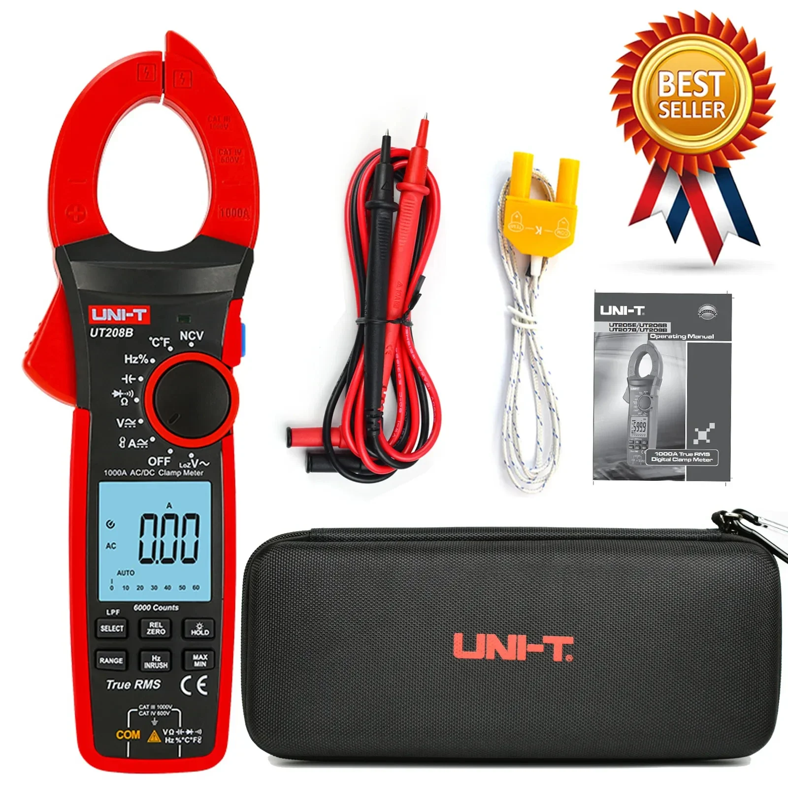 

UNI-T UT206B / UT207B / UT208B 1000A True RMS Digital Clamp Meter; Intelligent Electrician Digital Display Universal Meter.