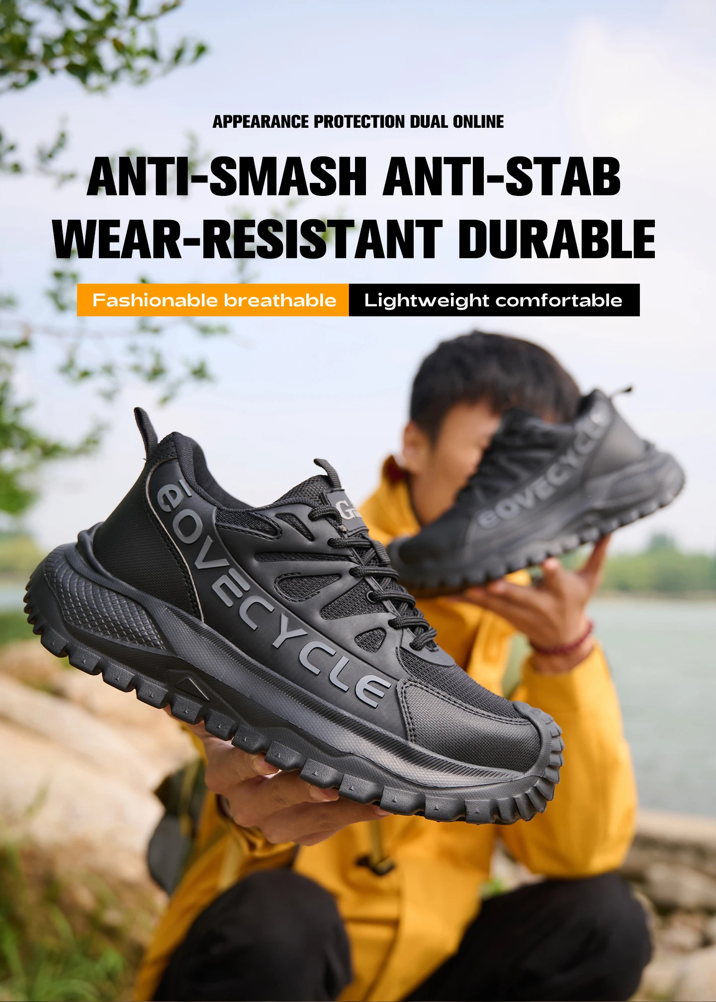 Modische Arbeitsschuhe für Männer, Arbeitssneaker, stoßfest, durchtrittsicher, unzerstörbare Schuhe, Sicherheitsstiefel, rutschfeste Herrenstiefel – Detail 4