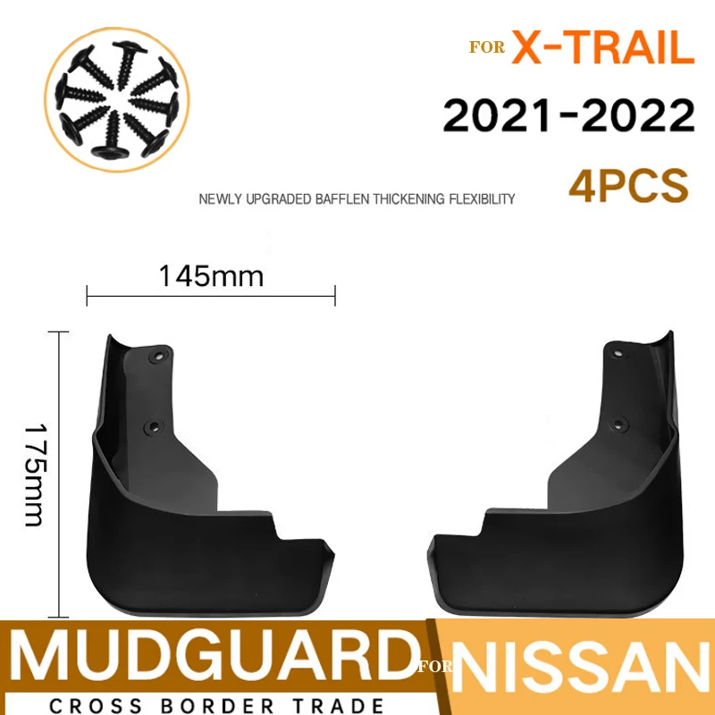 Set Molded Car Mud Flaps For Nissan X-Trail T31 2008-2013 2021-2022rogue Xtrail Splash Guards Mud Flap Mudguards Fender