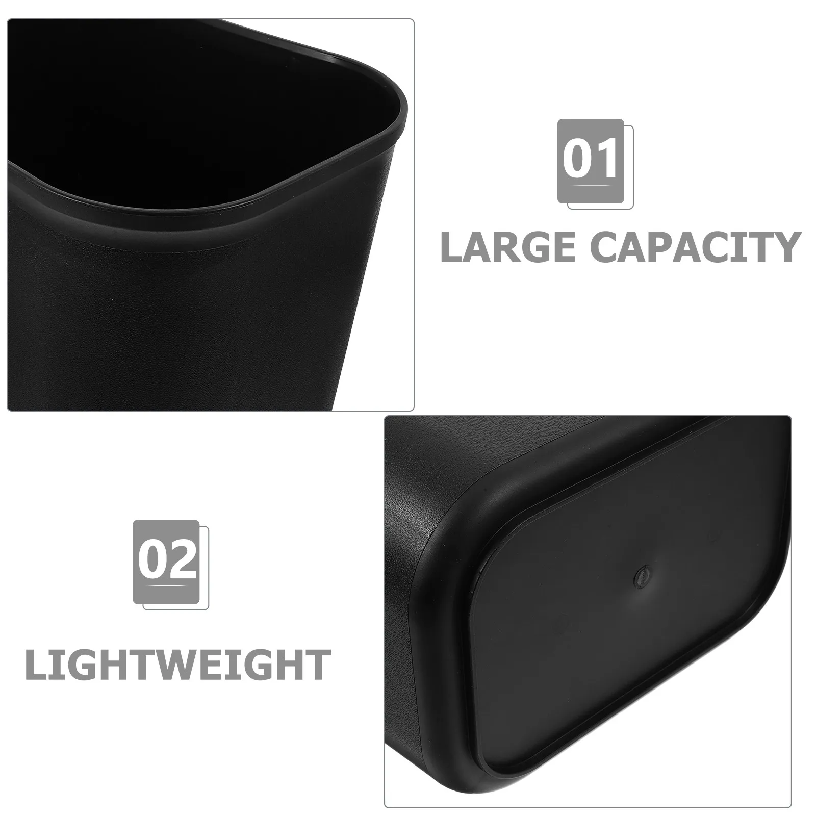 14L Square Wastebasket Premium Anti-Impact Desktop Garbage Can for Hotel Guest Room Dorm Study Desk Organizer Multi-Functional