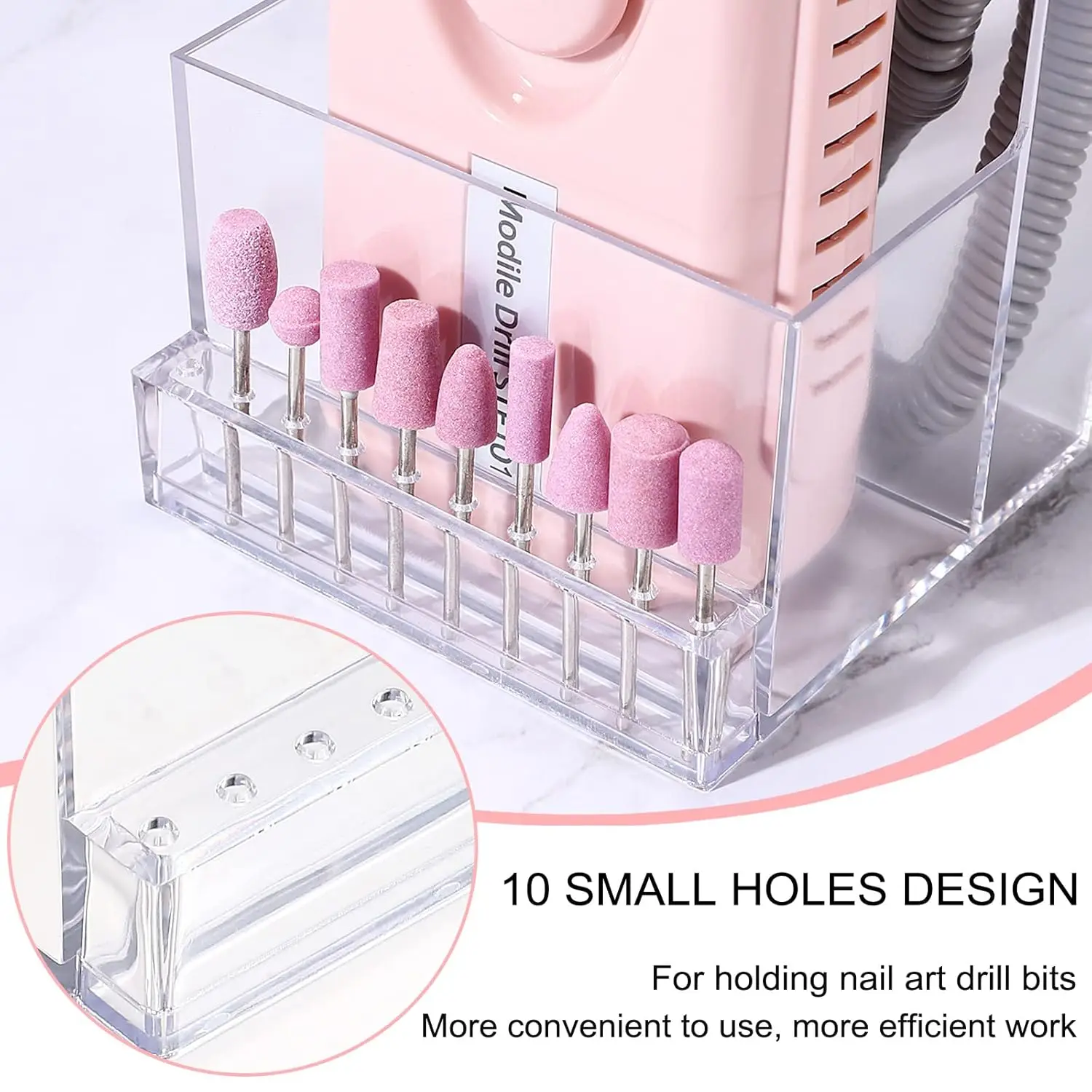 เครื่องที่กรอเล็บขนาดเล็ก10หลุมเครื่องมือเครื่องมือเครื่องมือกล่องใส่ของแบบใสที่กรอเล็บ