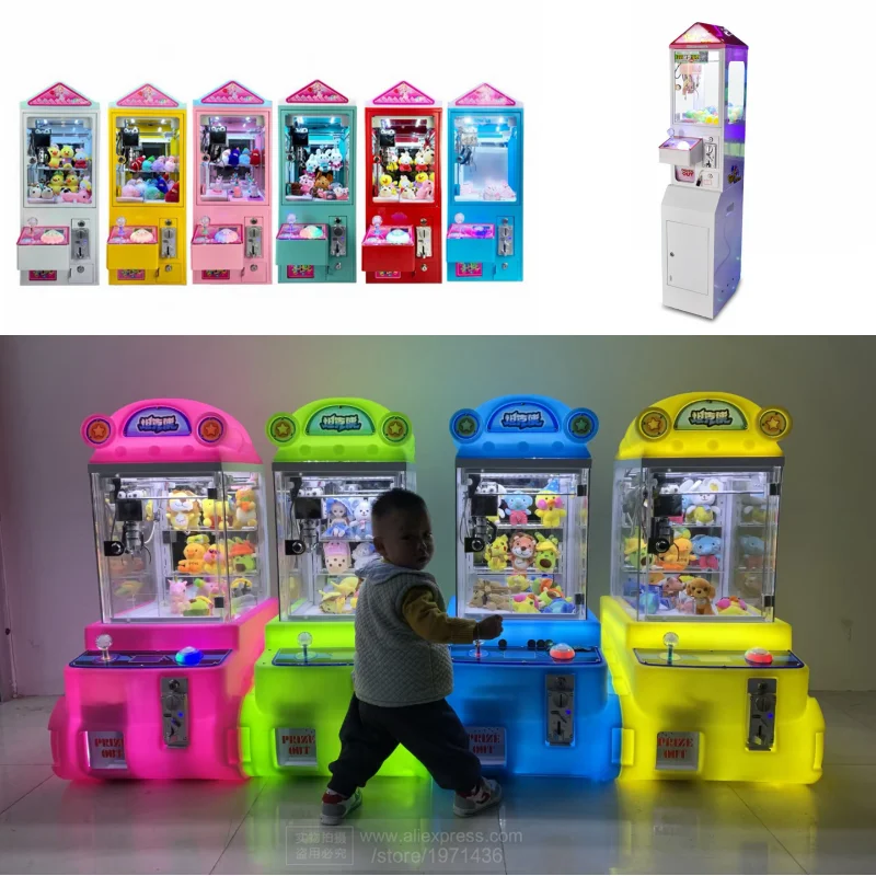 6pcs Mini Claw Crane Stuffed Doll Gachapon Capsules Candy Vending Machine Kids Catch Plush Toy Grab Gift Retro Coin Arcade Games