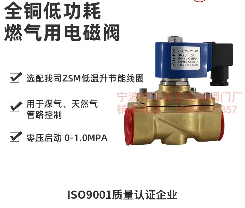 ZSM forged copper material low power electromagnetic valve water valve air valve