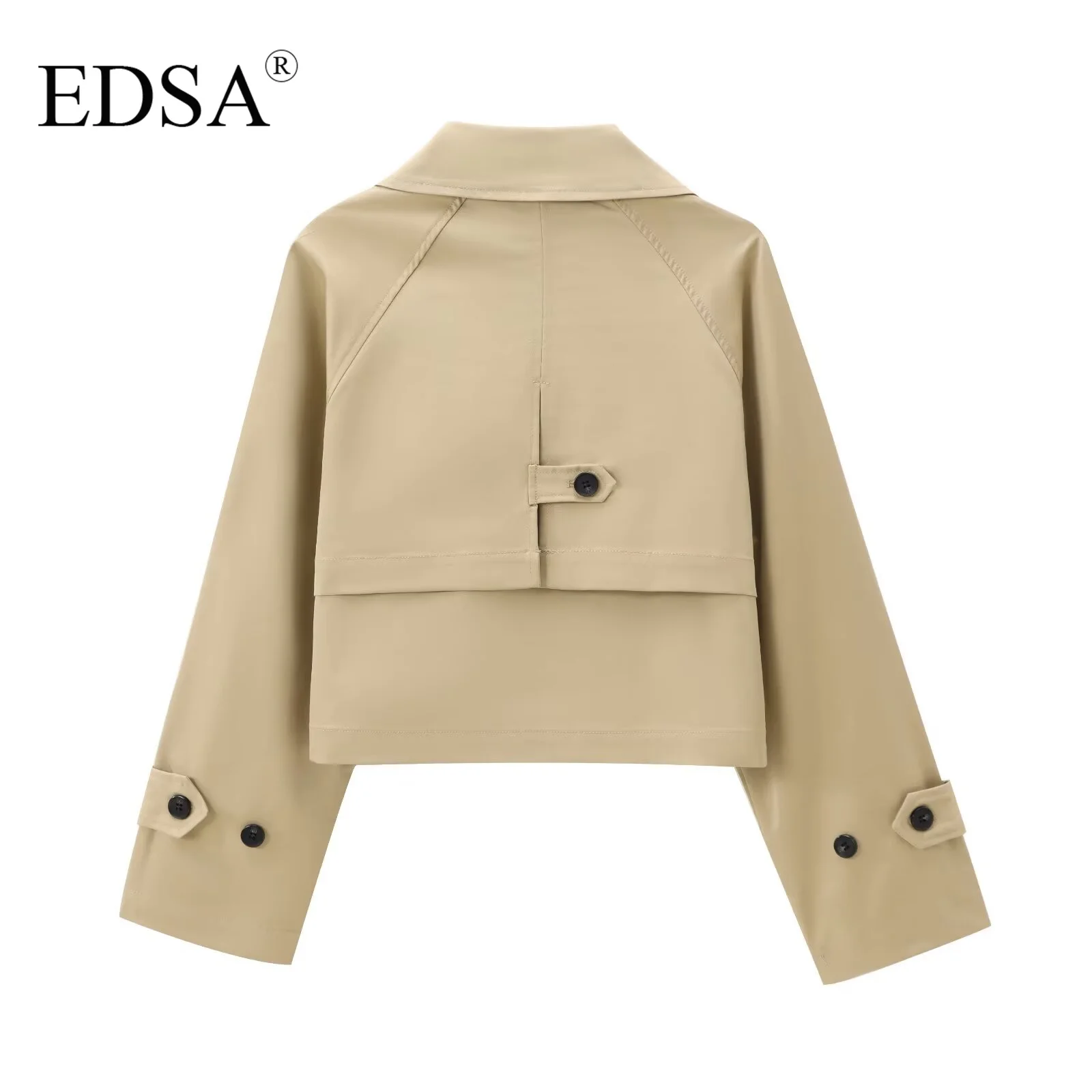 EDSA Women Cropped Trench Coat Long Sleeve Spring Jackets for Women Elegant Ladies Jacket In Outerwear