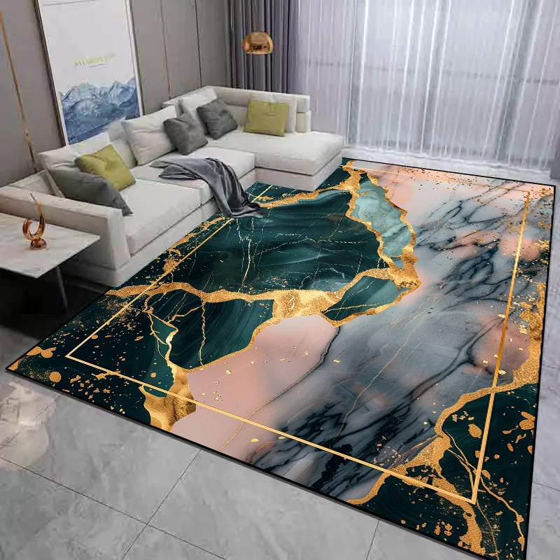 Marble Pattern Carpet for Rooms Luxury Home Decor Large Living Room Rugs Washable Non-slip Tatami Floor Mats Customizable Tapete