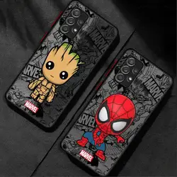 Cartoon Marvel Groot Spiderman Phone Case for Samsung Galaxy A55 A35 A13 A14 A22 A24 A32 A33 A34 A52 A53 A54 A72 A73 5G Cover