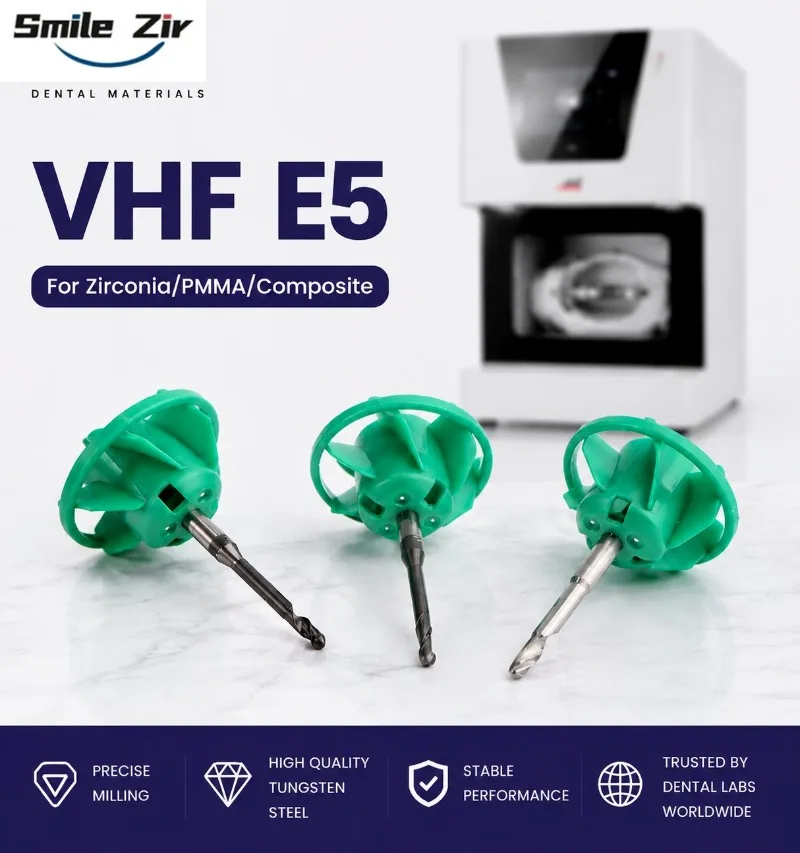 

VHF E5 E4 Airtools Milling Burs For Zirconia/PMMA/PEEK/WAX/Composite Dental Drill 2.5-2.0mm Diamond/Tungsten Coating For CAD/CAM