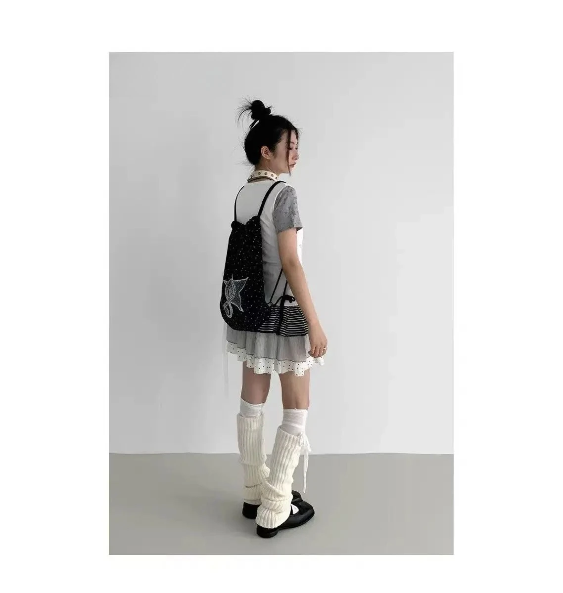 

1 Pc Music Note Polka Dot Drawstring Bag, Casual Sports Backpack, Large Capacity Basketball Storage Sack for School Travel