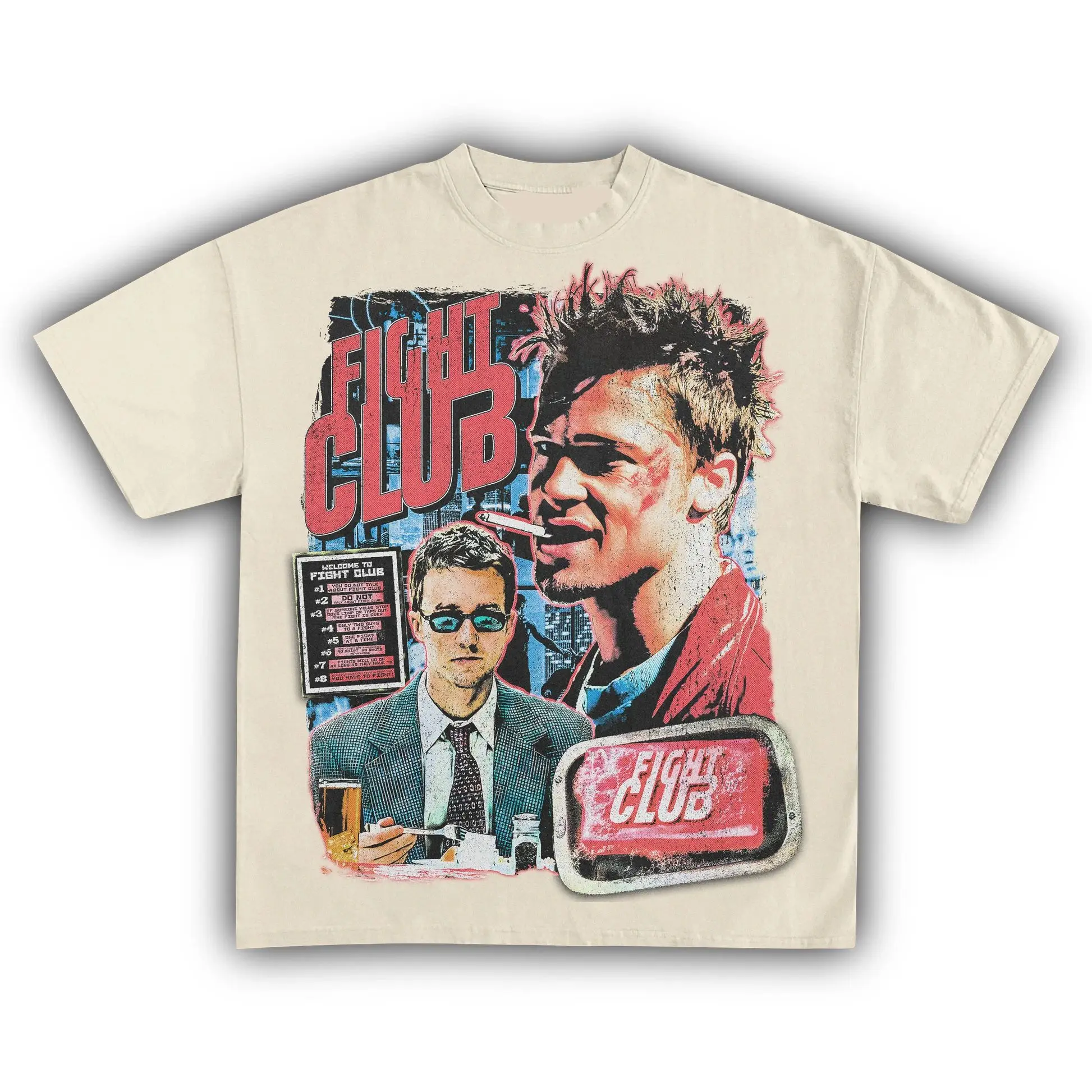 Vintage Kult-Klassiker Film Grafik-T-Shirt Fight Club Brad Pitt Edward Norton Retro T-Shirt für Männer Frauen Streetwear Fans Geschenk – Detail 4