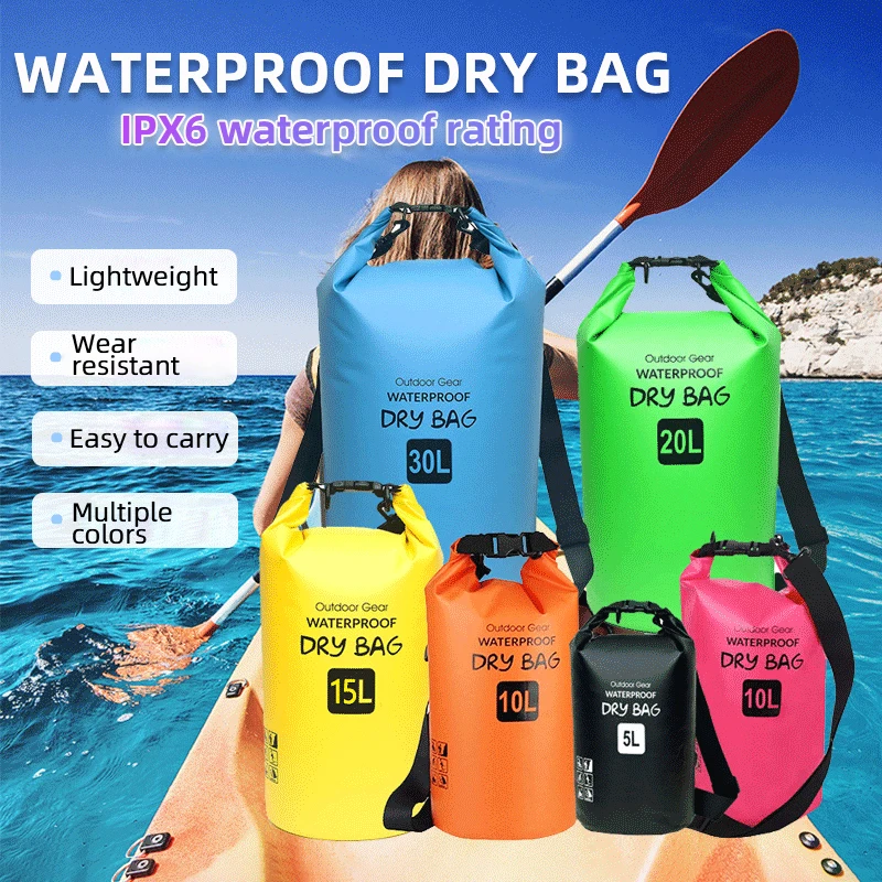 

5L/10L/15L/20L/30L IPX6 Waterproof Dry Bag Sack Ultralight Drifting Swimming Clothes Storage Bag Rafting Kayaking Sport Bag
