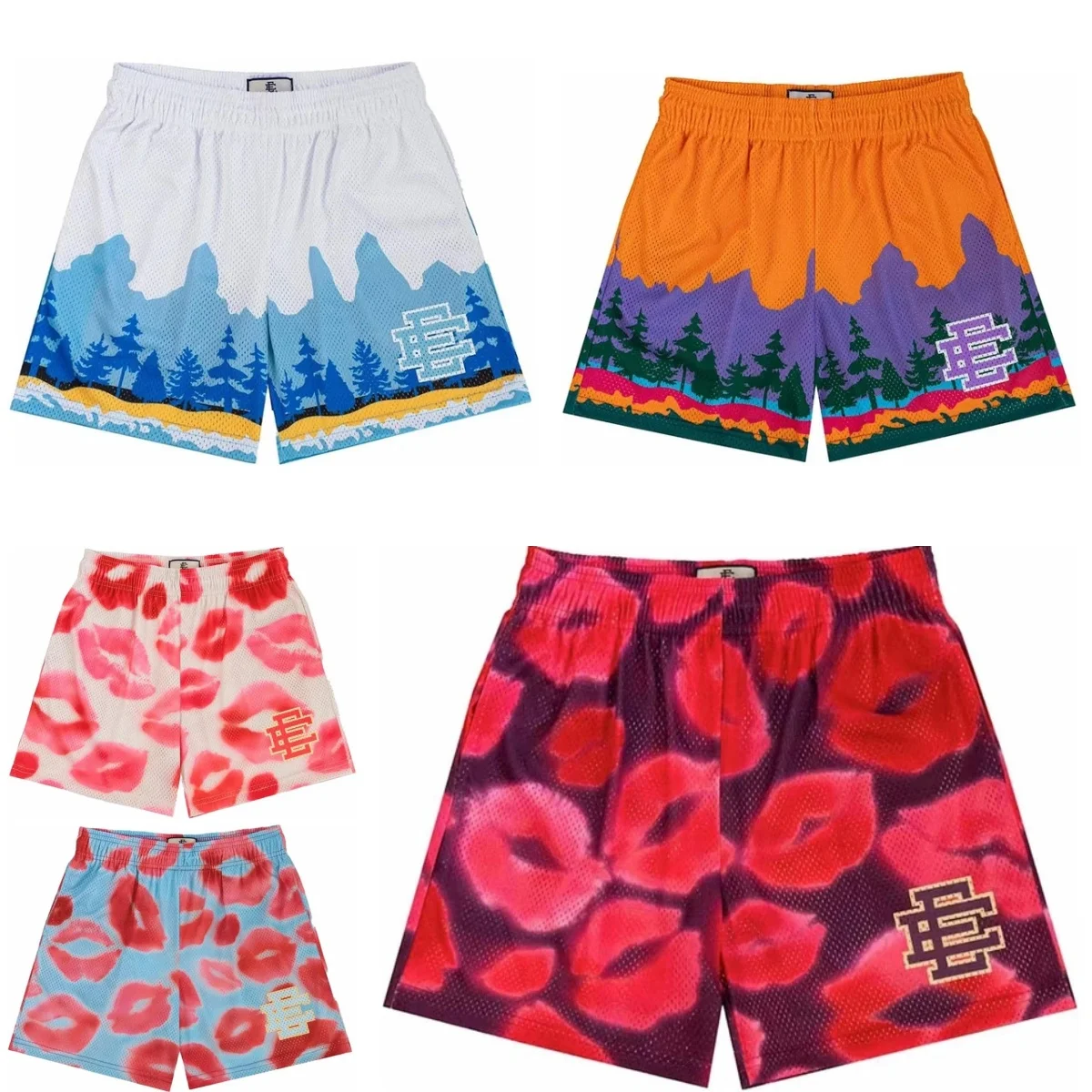 Eric Emanuel, pantalones cortos deportivos de verano para hombre, pantalones cortos deportivos para baloncesto y playa, pantalones cortos de entrenamiento de gimnasia transpirables de malla, pantalones cortos de chándal para hombre