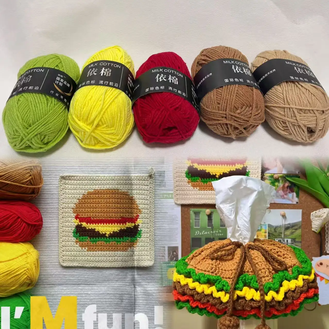 5 Stück gemischte Farben Garn Milch Baumwollgarn Kombination Häkeln Strickgarn Set für handgemachte DIY Handwerk Pullover Schal Stricken