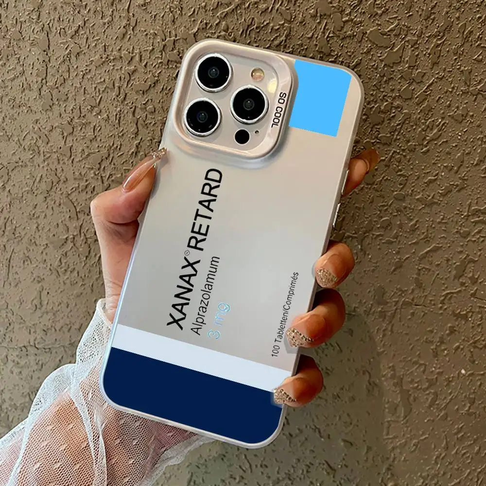 Chill Pill XANAX telefoonhoesje voor iPhone17,16,15,14,13,12,11 Pro Max Kleurrijke matte schokbestendige hoes