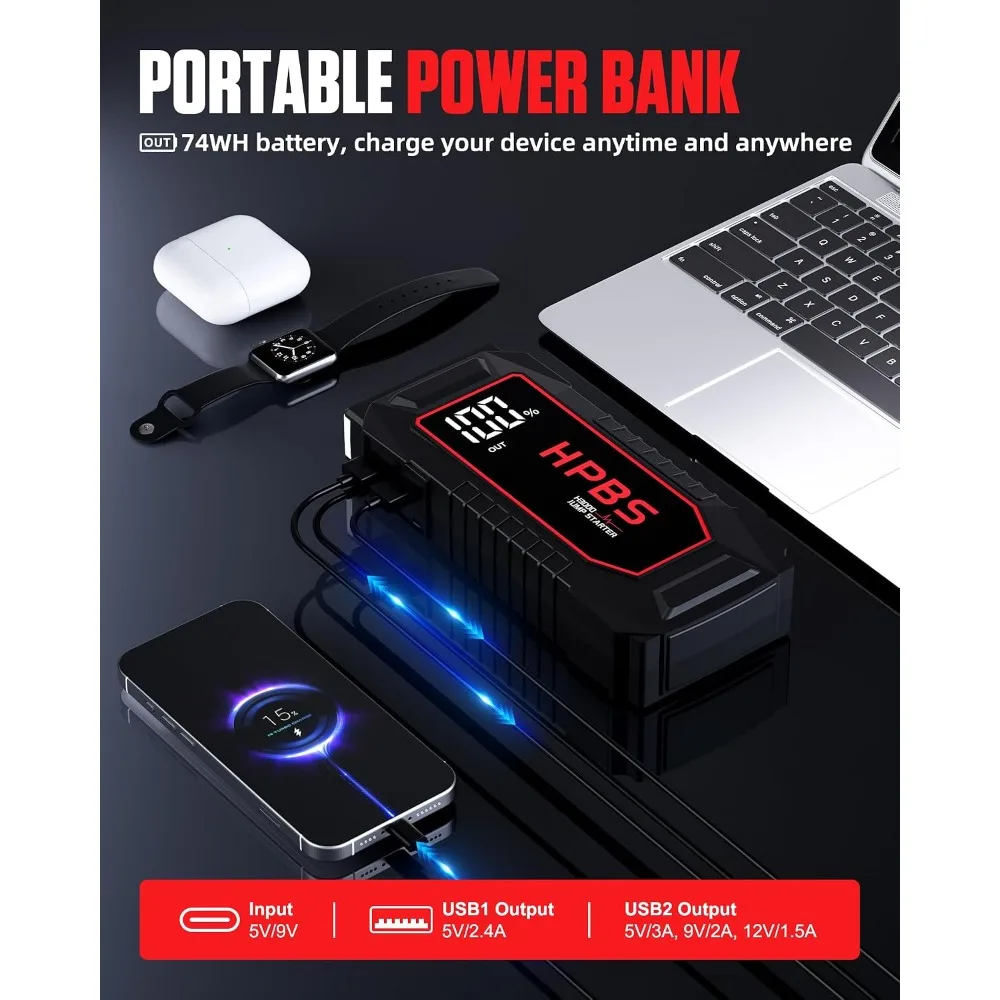 5500A Peak Jump Starter for All Gas & 10L Diesel Engines, 12V Portable with 3.0" LCD Display - view 4