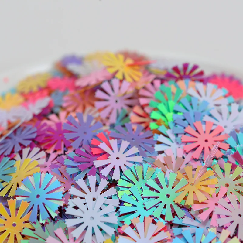 10g/lot 15mm Sunflower PVC Paillette Loose Sequins for Crafts DIY Paillettes Glitter Confetti Garment Sewing Accessories