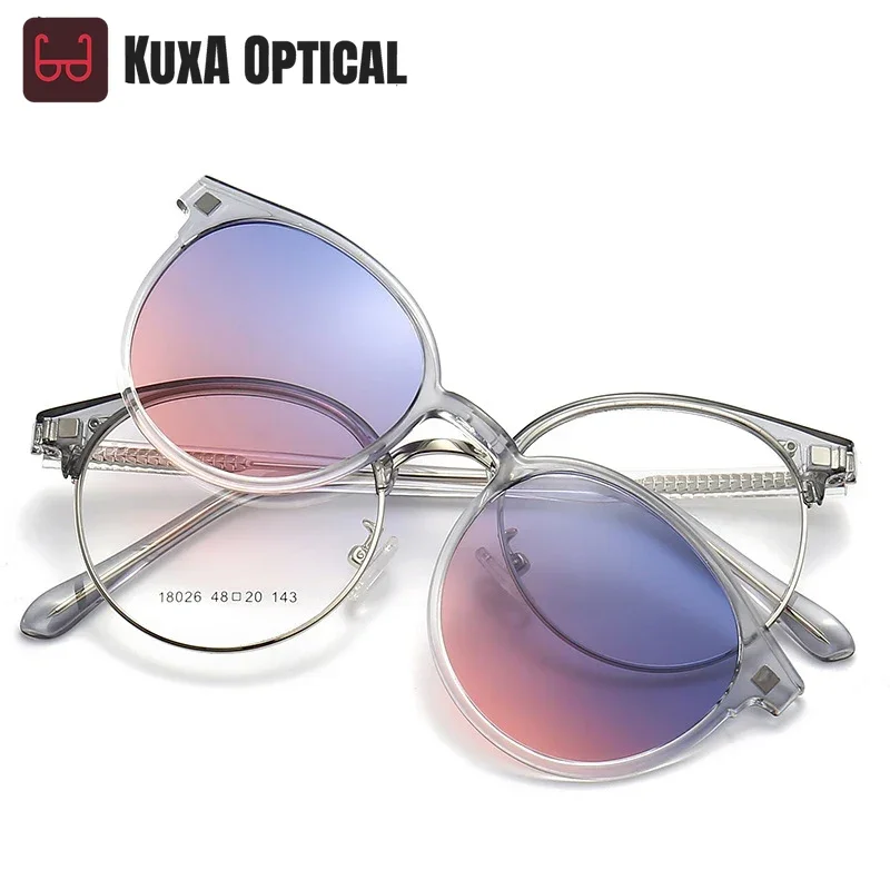 

Xuka спортивные магнитные поляризационные солнцезащитные очки для близорукости для мужчин и женщин 2 в 1 очки-клипсы в круглой оправе оптические линзы -0,5–10 градусов