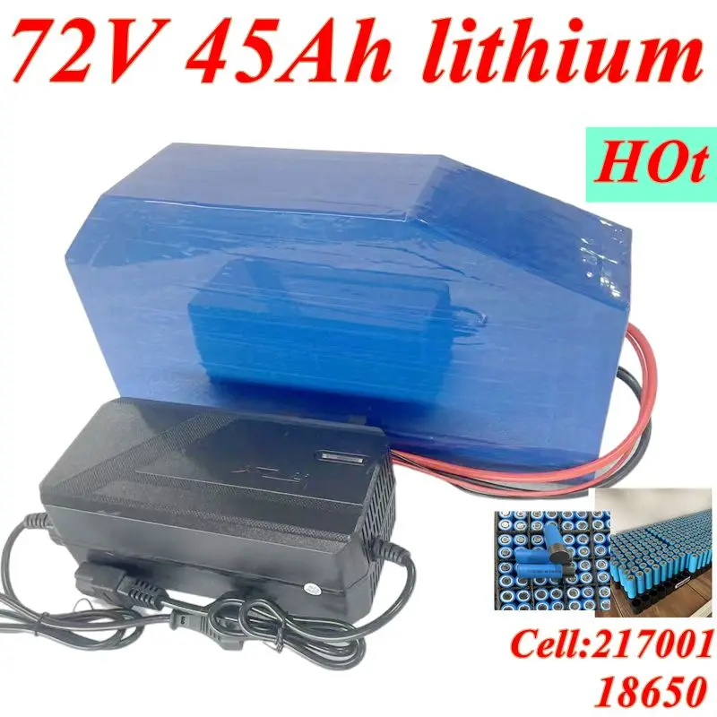 

lithium ion72v 45Ah triangle battery BMS li ion 20S for 5000w 6000w Mountain Bike scooter Motorcycle + 10A charger