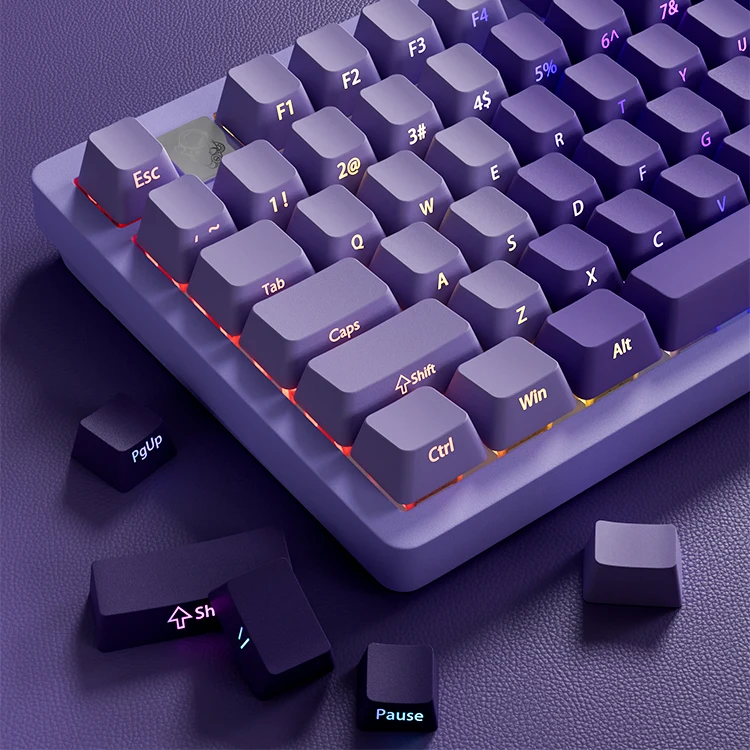 Keycap purple gas east to flow light side engraved light PBT gradual change color keycap tarantula F87pro customization