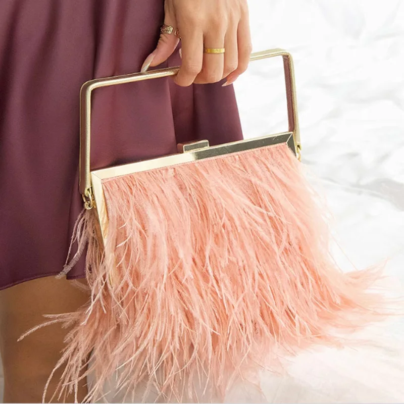 

Роскошный дизайн, сумка с перьями, модная плюшевая сумка с зажимом, маленькая квадратная сумка, сумка через плечо на одно плечо