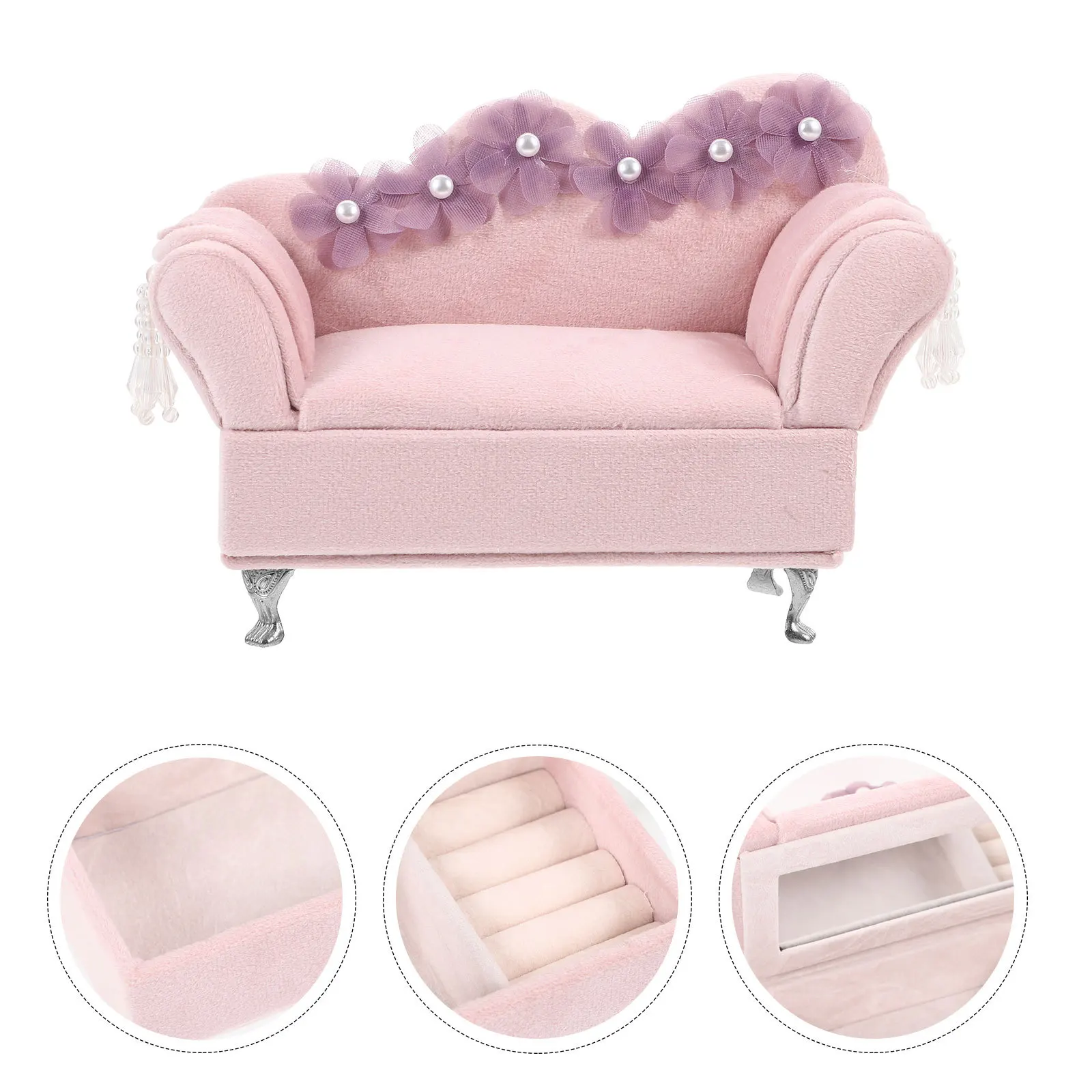 Jewelry Box Couch Shaped Trinket Organizer Small Storage Case Unique Desktop Container Decorative Sundries Holder