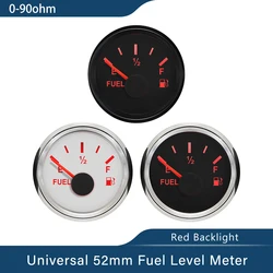 Waterproof And Dustproof Universal 52mm Fuel Level Gauge Meter 0-90ohm for Car Truck Boat 12V 24V