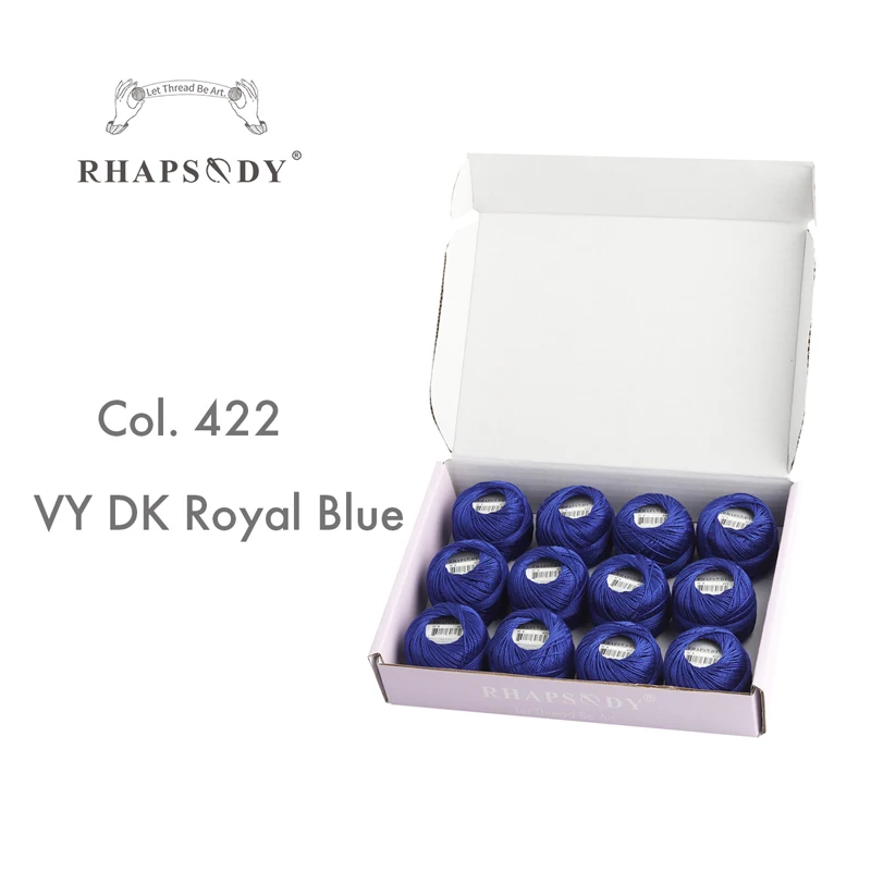 Rhapsody-Größe # 8-teiliges Set aus Baumwolle, Häkelgarn, Stickerei, Bastelnadel, Kreuzstich, ägyptische Baumwolle, merzerisiert, 12 Bälle