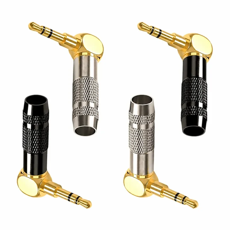 2Pcs Jack 3.5 Mm 90 Degree Right Angle 3Pole Earphone Plug Audio Adapter Gold Solder Headphone Wire Connectors