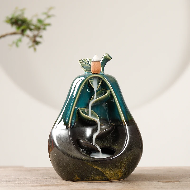 Handmade Ceramic Incense Waterfall Backflow Burner, Aromatherapy Diffusers Ornament Home Decor +10 Cones