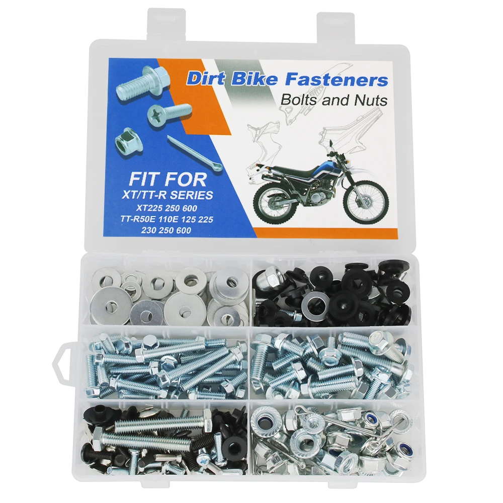 

For Yamaha XT225 XT250 XT600 TT-R50E TT-R110E TT-R125/225/230/250/600 220PCS Dirt Bike Fender Body Engine Plastic Frame Bolt Kit