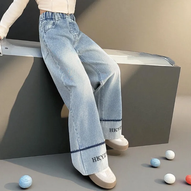 Dziecięce Dziewczęce Jeansy Spodnie Dziewczęce Strój Powrót do Szkoły Nastolatki Streetwear Dziewczęce Spodnie Jeansowe Ubrania dla Dzieci Maluchów 8 12 13 Lat