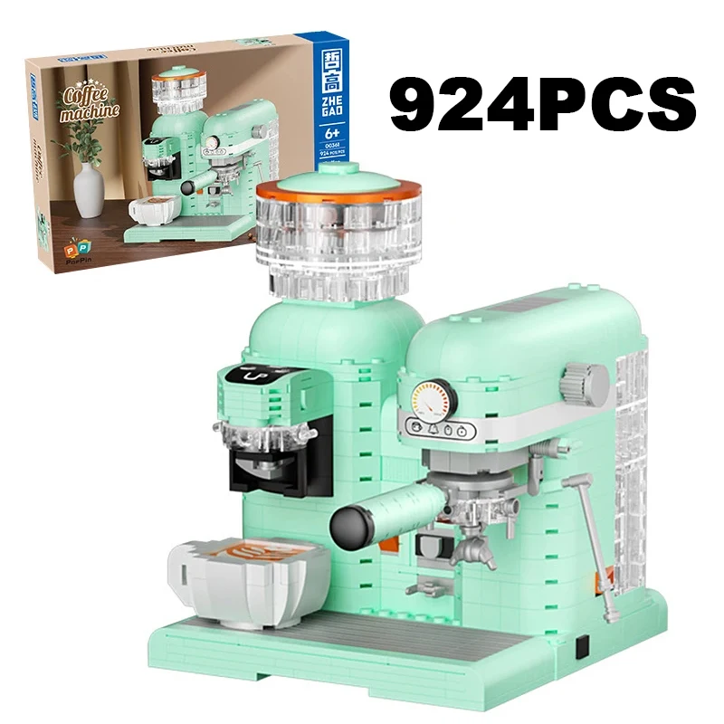 

Креативная классическая ретро кофемашина, кофемолка, строительные блоки, модель мини-украшения дома, сборка кирпичей, игрушки для взрослых, друзей
