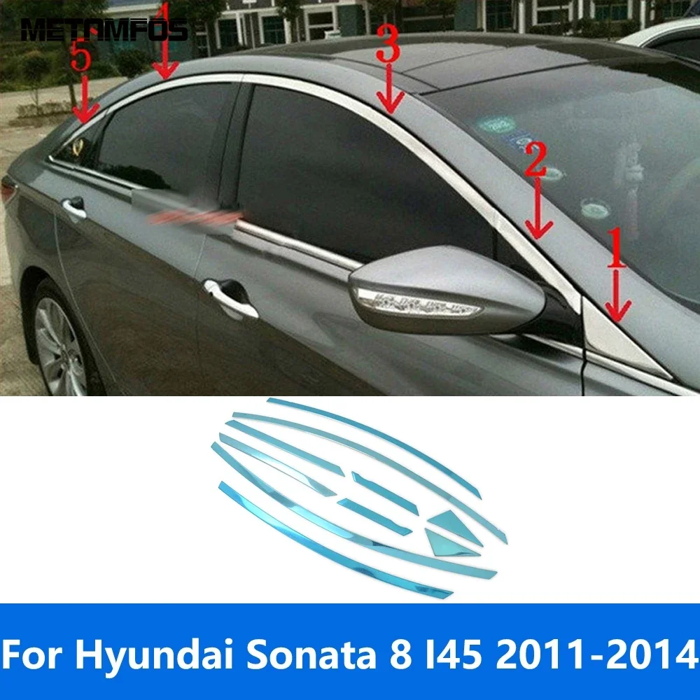 Car Accessories For Hyundai Sonata 8 I45 2011 2012 2013 2014 Stainless Steel Upper Window Frame Sill Window A Pillar Cover Trim