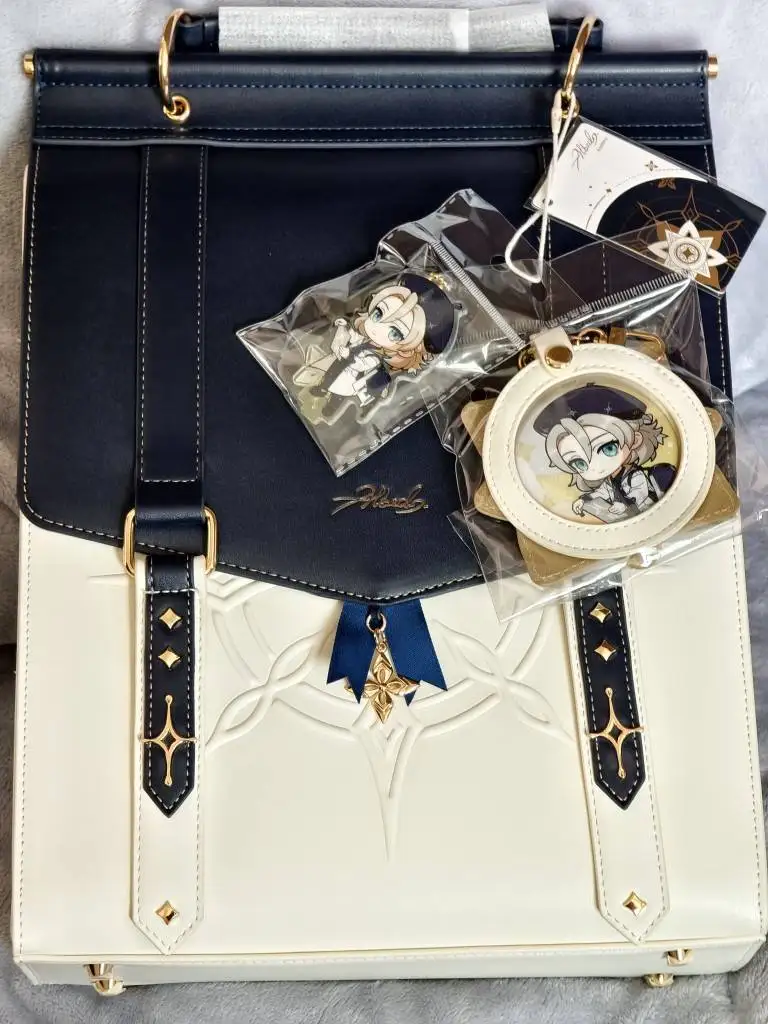 

In stock Albedo Backpack Bag Original Merch Mihoyo Game Genshin Impact Albedo Cosplay Costume Anime Student Bag Halloween Gift